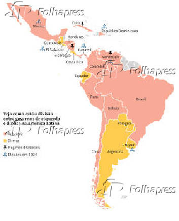 Veja como est a diviso entre governos de esquerda e direita na Amrica Latina