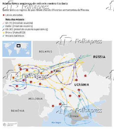 Rssia lana centenas de msseis contra Ucrnia