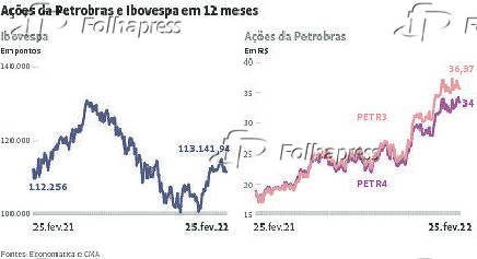 Aes da Petrobras e Ibovespa em 12 meses
