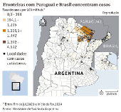 Fronteiras com Paraguai e Brasil concentram casos