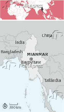 Mapa com a localizao de Mianmar