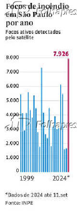 Focos de incndio em So Paulo por ano