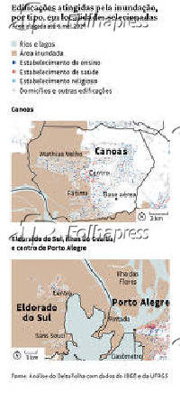 Edificaes atingidas pela inundao