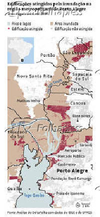 Edificaes atingidas pela inundaes na Grande Porto Alegre