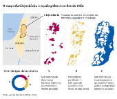 O mapa da Cisjordnia traado pelos Acordos de Oslo