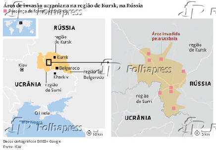 rea de invaso ucraniana na regio de Kursk, na Rssia