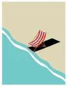 Ilustrao de uma cadeira de praia de frente para o mar