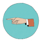 Mo dentro de um crculo verde apontando com o dedo indicador