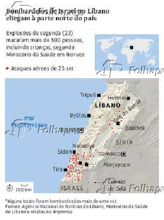 Bombardeios de Israel no Lbano chegam  parte norte do pas