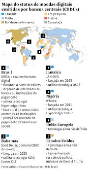 Mapa do status de moedas digitais emitidas por bancos centrais (CBDCs)