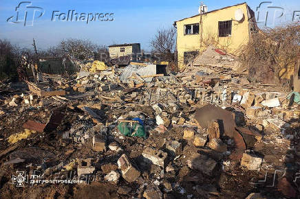 Aftermath of a Russian missile and drone attack in Kamianske