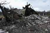 Aftermath of a Russian missile and drone attack in Kamianske