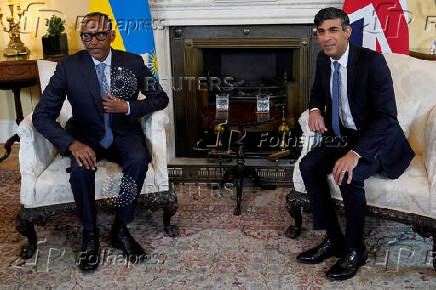 FILE PHOTO: Britain's Prime Minister Rishi Sunak meets with President of Rwanda Paul Kagame in London