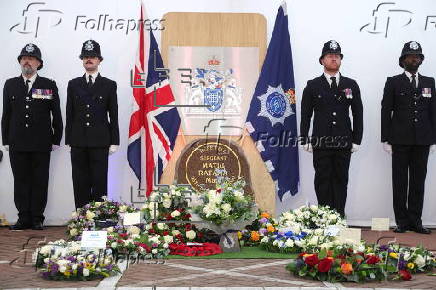 Memorial stone dedicated to police Sergeant Ratana killed in Croydon police station in 2020