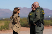 Democratic presidential nominee and U.S. VP Kamala Harris visits US-Mexico border