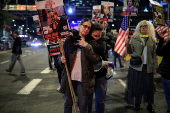 Supporters of Israeli hostages, kidnapped during the deadly October 7 2023 attack by Hamas, demand a deal as they protest amid ongoing negotiations for a ceasefire in Gaza, in Tel Aviv