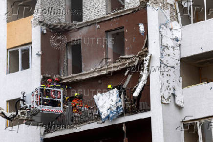 Aftermath of a Russian drone attack in Kyiv region