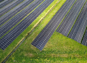 Drone shot of a solar park in Dodewaard