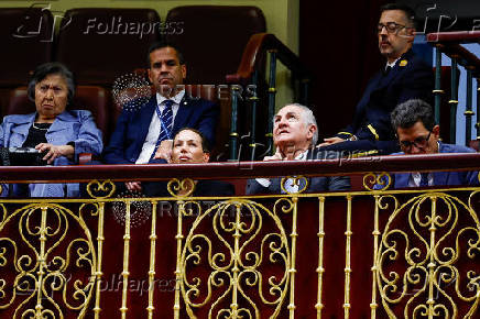 Carolina Gonzalez, daughter of Venezuelan opposition presidential candidate Edmundo Gonzalez, and Venezuelan opposition leader Antonio Ledezma attend a debate at the Spanish parliament, in Madrid