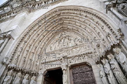 French President Macron visits Notre-Dame in Paris