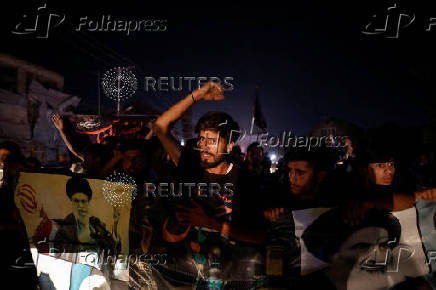 Kashmiri Shia Muslims protest against Israel following the killing of Hezbollah leader Nasrallah in an Israeli airstrike in Beirut, in Srinagar