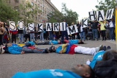 Demonstration in Santiago in support of the Venezuelan opposition