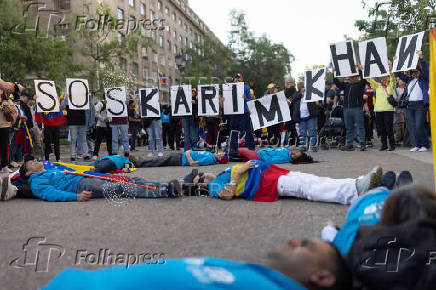 Demonstration in Santiago in support of the Venezuelan opposition