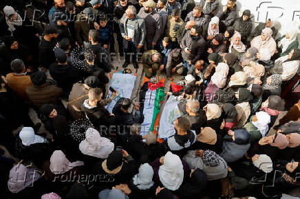 Funeral of Palestinians killed by an Israeli air strike in Jenin camp