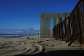 A view of a section of the Mexico-U.S. border fence is seen from Playas Tijuana