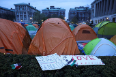 Protesters continue to maintain the encampment on the Columbia University campus in New York