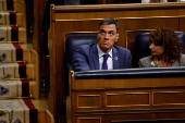 Spanish PM Sanchez attends a vote on a fiscal package extending a windfall tax on banks at Parliament in Madrid