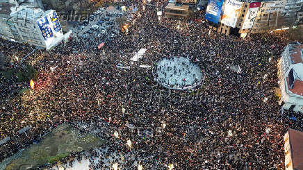 Anti-government protest following the Novi Sad railway station disaster, in Belgrade