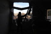 Aftermath of an Israeli strike on a house in Deir Al-Balah in the central Gaza Strip