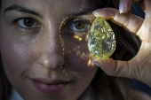 Christie auction preview of 202-carat Yellow Rose diamond, in Geneva