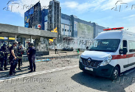 Aftermath of a Russian missile strike in Kharkiv