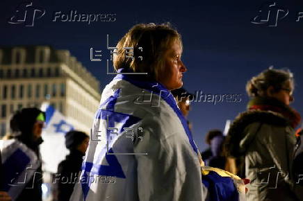 Vigil in Berlin to mark the anniversary of Hamas-led 07 October attack on Israel