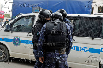 Palestinians demonstrate against Jenin camp shooting between security forces and militants, in Jenin