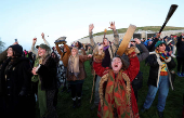 Winter solstice at 5000-year-old stone age tomb of Newgrange in Ireland