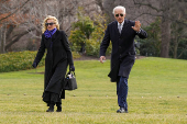 U.S. President Joe Biden arrives on the South Lawn of the White House