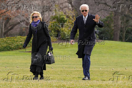 U.S. President Joe Biden arrives on the South Lawn of the White House