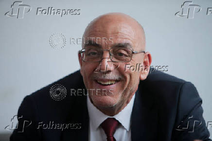 Presidential candidate, Abdel-Ali Hassani Cherif, reacts during his campaign rally in Tizi-Ouzou