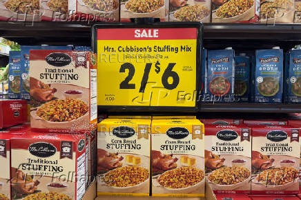 Thanksgiving groceries shown for sale in California supermarkets