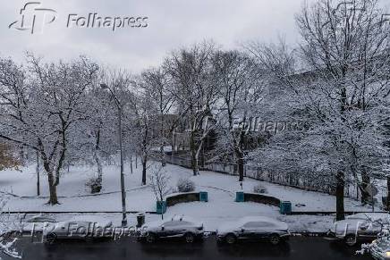 Neve  avista acumulada em Jersey City nos Estados Unidos