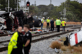 Brightline passenger train collides with fire truck on railtracks in Delray Beach