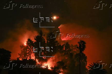 Firefighters battle the Sunset Wildfire in Los Angeles, California