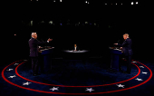 FILE PHOTO: Democratic presidential nominee Biden and President Trump participate in their second debate in Nashville
