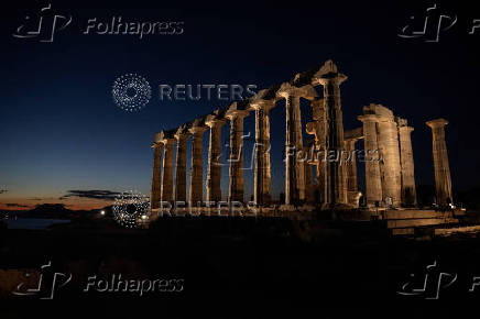 Greece showcases ancient temple of Poseidon in Cape Sounion with new lighting