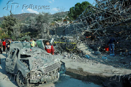 Aftermath of an Israeli strike, in the town of Almat