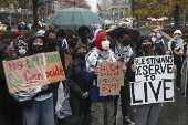 Students protest in support of the Palestinian people, in New York