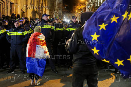 Protest against the results of a parliamentary election on the eve of the new parliament's first session, in Tbilisi